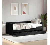 BOWEKAM Home & Garden - Sofá cama con cajones sin colchón, color negro, 75 x 190 cm, pequeño mueble individual a elegir