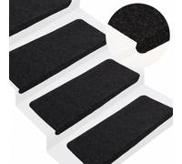 BOWEKAM Home & Garden-Stair Mats - Alfombrillas autoadhesivas para escaleras, 15 unidades, 65 x 24,5 x 3,5 cm, color negro
