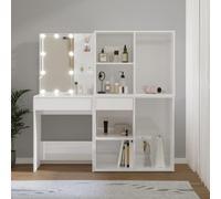 BOWEKAM Home & Garden-Tocador LED con 2 gabinetes, color blanco brillante, elección de muebles de madera