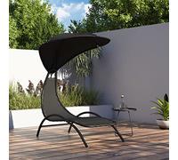 BOWEKAM Home & Garden-Tumbona con dosel, color negro, 167 x 80 x 195 cm, tela y muebles de acero, elección