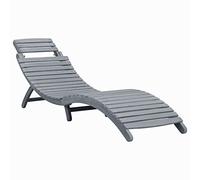 BOWEKAM Home & Garden-Tumbona gris lavado de madera maciza de acacia para muebles
