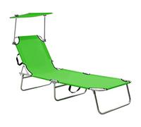 BOWEKAM Home & Garden- Tumbona plegable con dosel de aluminio verde, elección de mobiliario