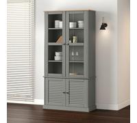 BOWEKAM Home & Garden VIGO - Vitrina de cristal gris 85 x 35 x 170 cm, madera maciza de pino, elección de muebles