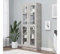 BOWEKAM Home & Garden-Vitrine - Gabinete de madera de hormigón, color gris, 82,5 x 30,5 x 185,5 cm