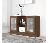BOWEKAM Home & Garden-Vitrine - Mueble de madera de roble marrón, 120 x 30,5 x 70 cm
