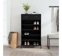 BOWEKAM Home & Garden-Zapatero negro 60 x 35 x 105 cm, madera diseñada para muebles