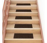 BOWEKAM Home Supplies - Alfombrillas de escalera autoadhesivas rectangulares (15 unidades, 60 x 25 cm), color marrón