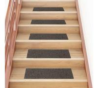 BOWEKAM Home Supplies - Alfombrillas de escalera autoadhesivas rectangulares (15 unidades, 76 x 20 cm), color antracita