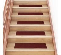 BOWEKAM Home Supplies - Alfombrillas para escaleras, autoadhesivas, 30 unidades, color rojo, 76 x 20 cm, rectangulares