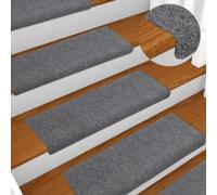 BOWEKAM Home Supplies - Juego de 15 alfombrillas para escalera, 65 x 21 x 4 cm, color gris claro