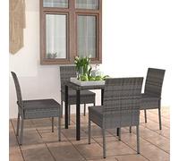 BOWEKAM Juego de comedor para exteriores de 5 piezas con cojines, ratán de poliéster gris, muebles de exterior, juegos de muebles de exterior