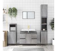 BOWEKAM Juego de muebles de baño Sonoma gris 80 x 33 x 60 cm, madera de ingeniería