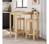 BOWEKAM Juego de muebles de cocina y comedor, sillas de bar, 2 piezas, madera maciza de pino