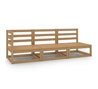BOWEKAM Juego de salón de jardín de 3 piezas, madera de pino maciza, color marrón miel