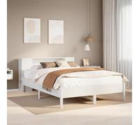 BOWEKAM Librería Cama sin colchón, color blanco, 120 x 190 cm, tamaño pequeño, doble, madera maciza de pino