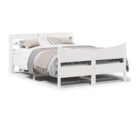 BOWEKAM Marco de cama de casa y jardín con cabecera, blanco, 150x200 cm, tamaño king, madera maciza, madera de pino, muebles a elegir