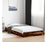 BOWEKAM Marco de cama para hogar y jardín con luces LED sin colchón, roble ahumado, 75 x 190 cm, elección de muebles