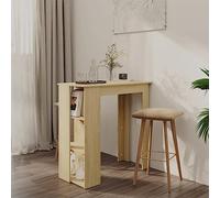 BOWEKAM Mesa de bar con estante de roble Sonoma de 102 x 50 x 103,5 cm, muebles de madera, mesas, mesas de cocina y comedor