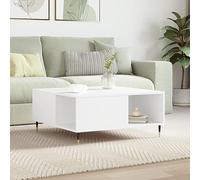 BOWEKAM Mesa de café blanca de 80 x 80 x 36,5 cm, muebles de madera, mesas, mesas de centro, mesas de centro