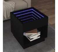 BOWEKAM Mesa de centro con luces LED infinitas, color negro, 50 x 50 x 50 cm, muebles, mesas, mesas auxiliares, mesas de café