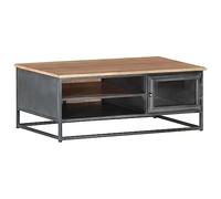BOWEKAM Mesa de centro gris de 90 x 50 x 35 cm, muebles de madera de acacia maciza, mesas, mesas auxiliares, mesas de centro