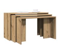 BOWEKAM Mesas anidables para el hogar y el jardín, 3 piezas, de roble artesanal, elección de muebles de madera