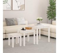 BOWEKAM Mesas anidables para el hogar y el jardín, 3 piezas, madera maciza de pino, color blanco