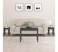 BOWEKAM Mesas anidables para el hogar y el jardín, 3 piezas, madera maciza de pino gris, elección de muebles