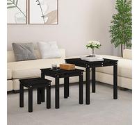 BOWEKAM Mesas anidables para el hogar y el jardín, 3 piezas, madera maciza de pino negro
