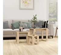 BOWEKAM Mesas anidables para el hogar y el jardín, 3 piezas, roble Sonoma, elección de muebles de madera