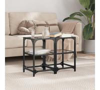 BOWEKAM Mesas de centro con parte superior de cristal negro, 2 piezas de 30 x 30 x 45 cm, muebles de acero, mesas, mesas de centro, mesas auxiliares