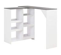 BOWEKAM Mesas de cocina y comedor, mesa de bar con estante móvil, color blanco, 138 x 39 x 110 cm