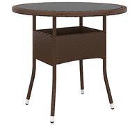 BOWEKAM Mesas de jardín para exteriores, 80 x 75 cm, vidrio templado y ratán poliratán, color marrón