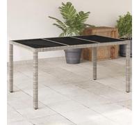 BOWEKAM Mesas de jardín para exteriores, mesa de jardín con tapa de cristal, color gris claro, 150 x 90 x 75 cm, poliratán