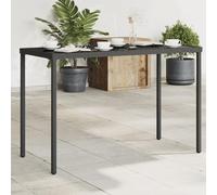 BOWEKAM Mesas de jardín para exteriores, mesa de jardín con tapa de cristal, color negro, 115 x 54 x 74 cm, ratán polivinílico