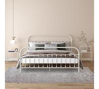 BOWEKAM Mesas de noche - Mesitas de noche - Mesitas de noche 2 piezas de metal y cristal blanco y transparente