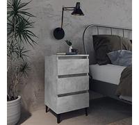 BOWEKAM Mesas de noche - Mueble de cama con patas de metal, color gris hormigón, 40 x 35 x 69 cm