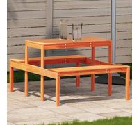 BOWEKAM Mesas de picnic para exteriores, color marrón, 110 x 134 x 75 cm, madera maciza de pino