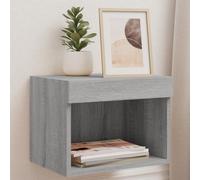 BOWEKAM Mesita de noche con luces LED para montar en la pared, color gris, muebles Sonoma, centros de entretenimiento y soportes de TV