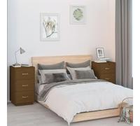BOWEKAM Mesitas de noche de madera maciza de pino, 2 unidades, color marrón, 40 x 40 x 75 cm, muebles de pino, mesitas de noche