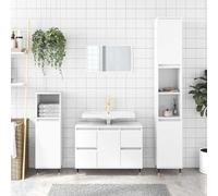 BOWEKAM Mueble de baño blanco brillante, 80 x 33 x 60 cm, muebles de madera de ingeniería, juegos de muebles de baño
