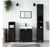 BOWEKAM Mueble de baño negro de 58 x 33 x 60 cm, muebles de madera, juegos de muebles de baño