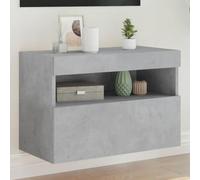 BOWEKAM Mueble de pared para TV con luces LED, color gris hormigón, 60 x 30 x 40 cm, muebles, centros de entretenimiento y soportes de TV