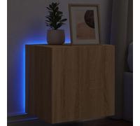 BOWEKAM Mueble de pared para TV con luces LED, roble Sonoma, 40,5 x 35 x 40 cm, muebles, centros de entretenimiento y soportes de TV