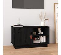 BOWEKAM Mueble de TV negro de 70 x 34 x 40 cm, madera maciza de pino, muebles, centros de entretenimiento y soportes de TV
