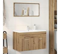 BOWEKAM Mueble para lavabo de baño, roble artesanal, 90 x 38,5 x 46 cm, muebles de madera de ingeniería, juegos de muebles de baño