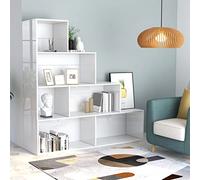 BOWEKAM Mueble para libros, divisor de habitación, color blanco brillante, 155 x 24 x 160 cm, muebles de madera, estanterías, estanterías y estantes de pie