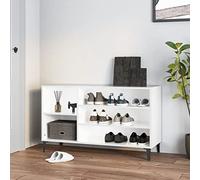 BOWEKAM Mueble zapatero para el hogar y el jardín, color blanco brillante, 102 x 36 x 60 cm, de madera