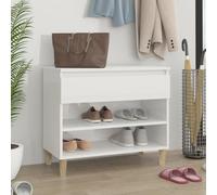 BOWEKAM Mueble zapatero para hogar y jardín, color blanco brillante, 70 x 36 x 60 cm, diseño de madera