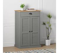 BOWEKAM Mueble zapatero para hogar y jardín, color gris, 60 x 35 x 96 cm, madera maciza de pino